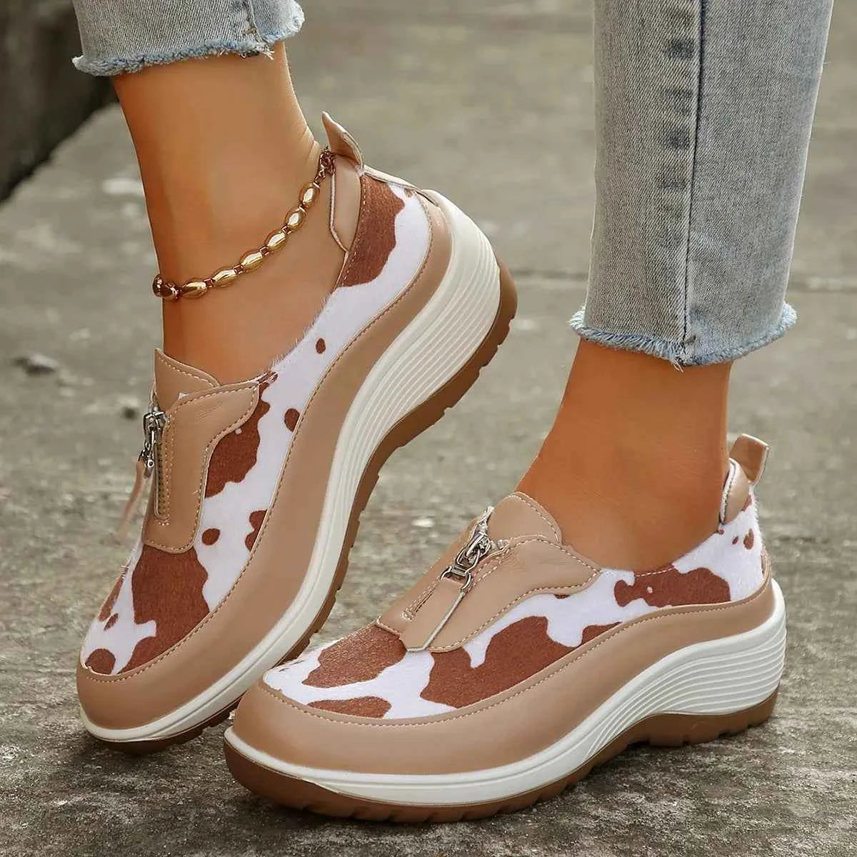 Round Toe Platform Wedge Sneakers with Zip eab194c67e164b5cb467ec0e380b2e88-Max-Origin