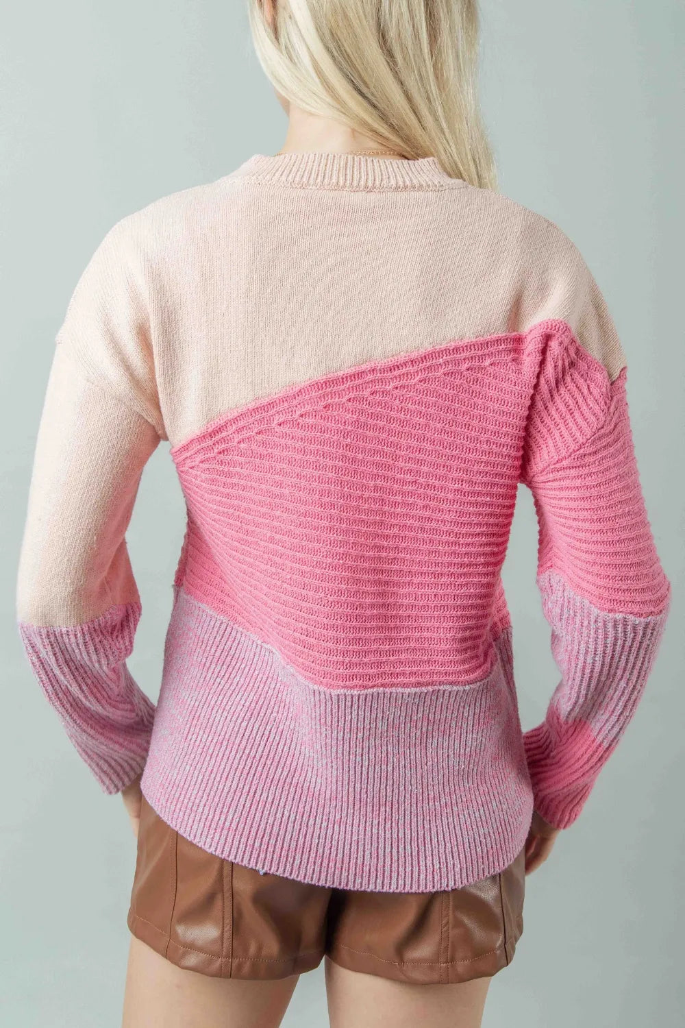 VERY J Color Block Long Sleeve Sweater eab6dddd-24de-43ea-8485-172ab22a7e8c-Max