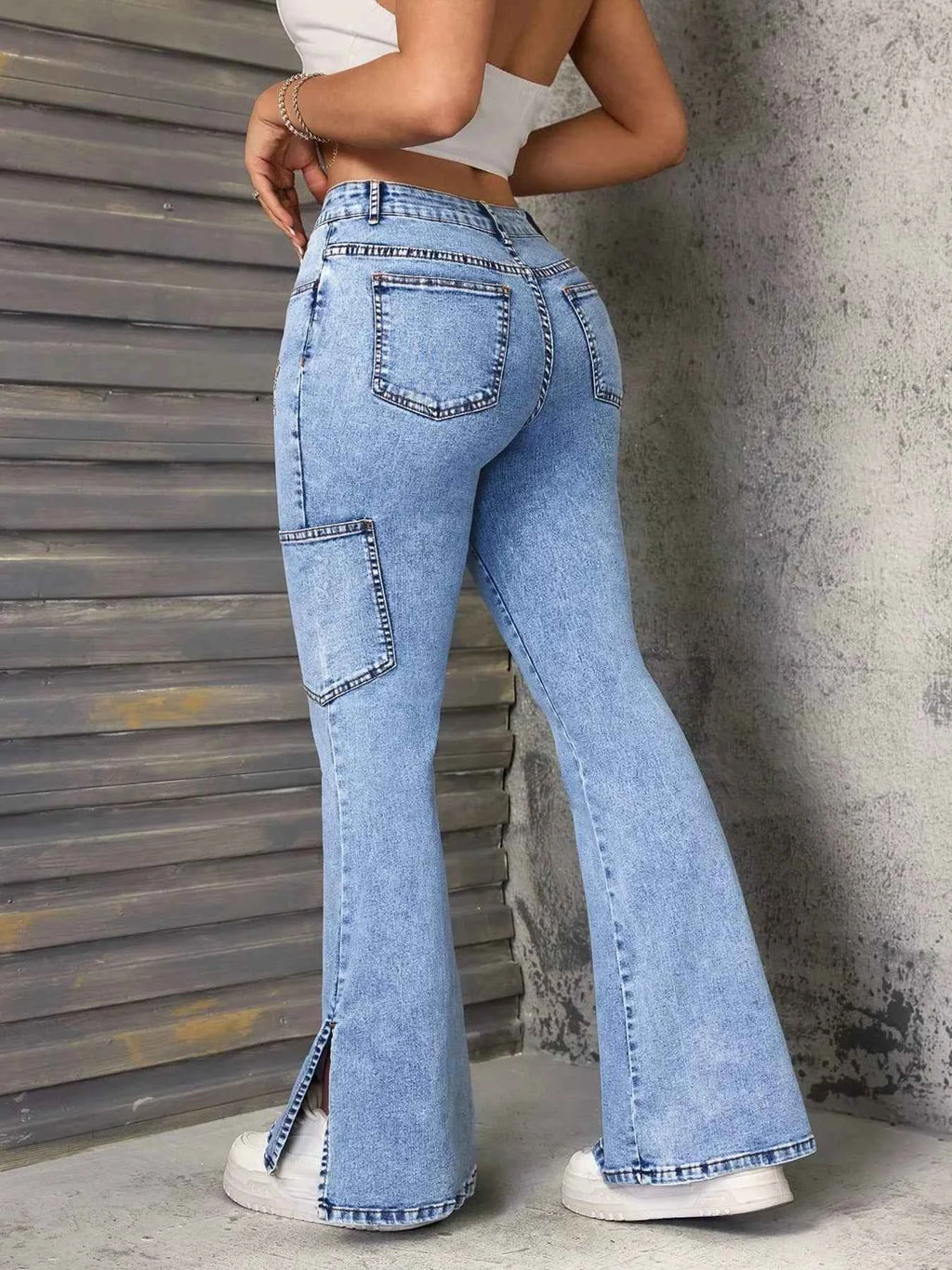 Slit Star Flare Leg Jeans eac72cb030d1486ea50bec4929832a7c-Max-Origin