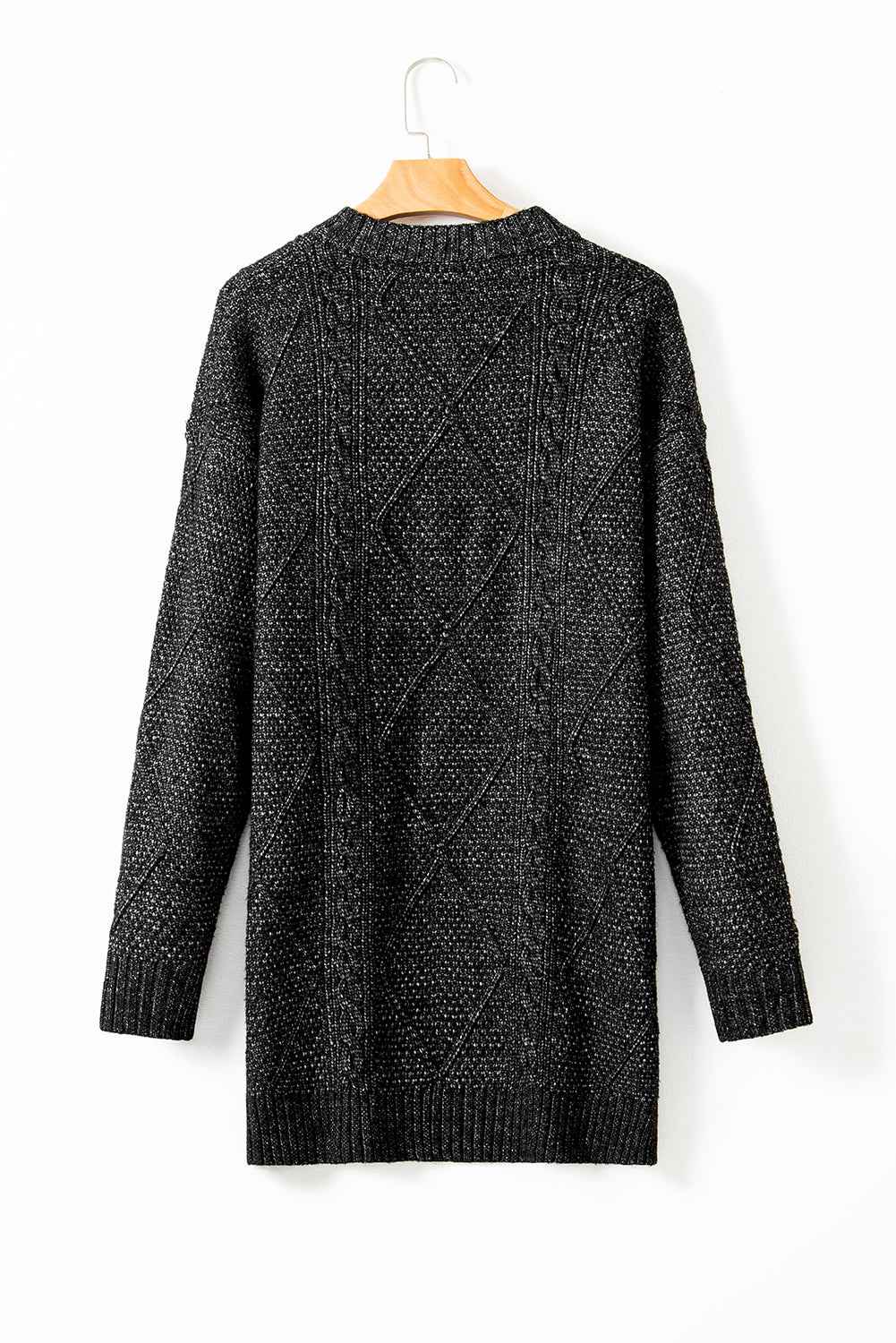 Oatmeal Cable Knit Drop Shoulder Loose Fit Sweater Dress eadaefa8174e9389