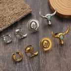 4 Piece Vintage Western Style Bull Head Rings eaddd6f6-f6c0-4166-b159-c999c356caaa-Max-Origin