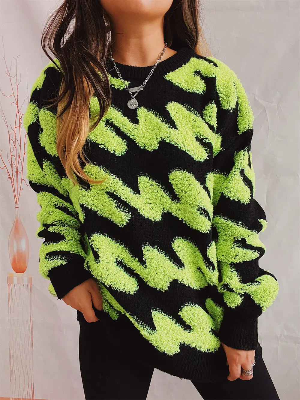 Ribbed Striped Dropped Shoulder Sweater Lime eadef726aa344718882161e2351baaa1-Max