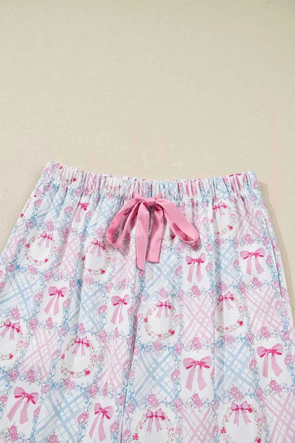 Wreath Pattern Christmas Tied Front Long Sleeve 2pcs Pajama Set eae7f729-8ec2-4f5d-8c94-5b52c8616f92-Max-Origin