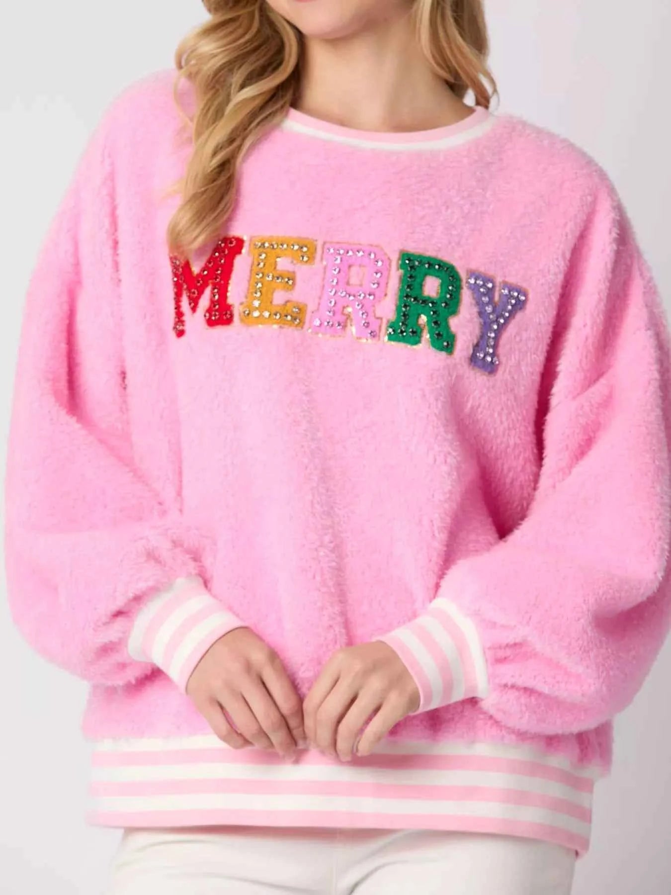 Rhinestone Merry Christmas Round Neck Sweatshirt eae85ce0-20aa-4c3d-8fab-04c32e596d6d-Max-Origin