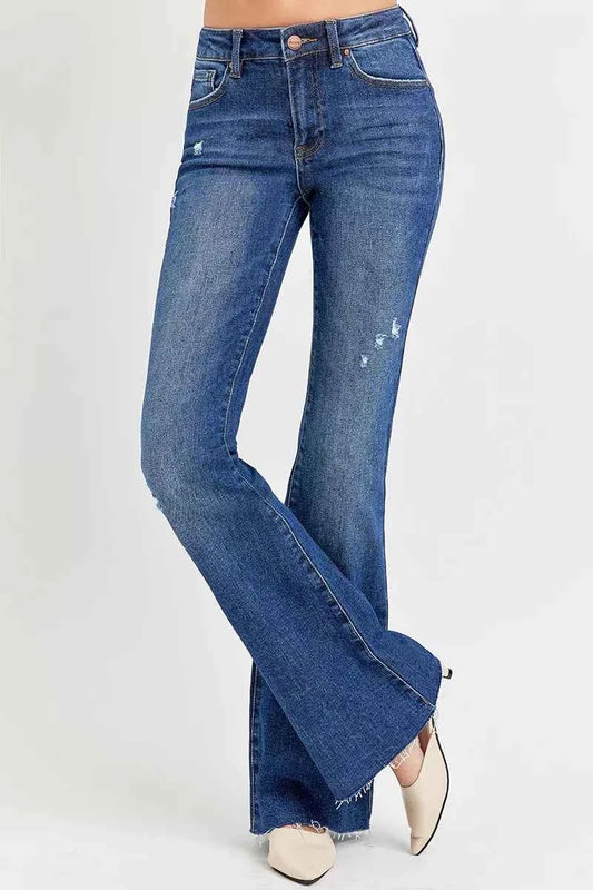 Full Size Distressed Mid Rise Flare Jeans Plus Size eafa6d62cb9543839dbaf477d9ed5244-Max-Origin