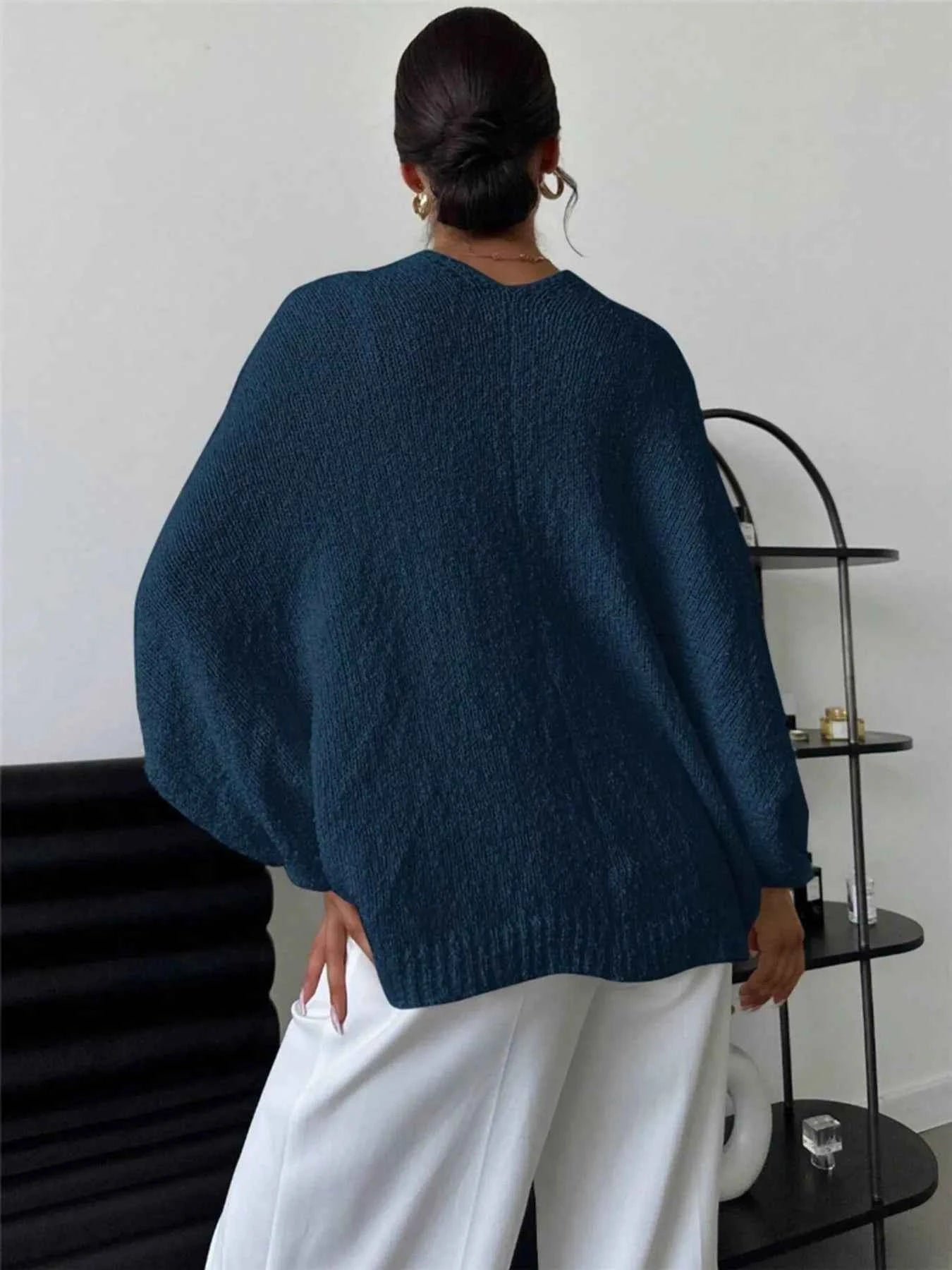 Twist-Front Textured Knit Cardigan eb164c88cd344595ab15f75bf8581e3d-Max-Origin
