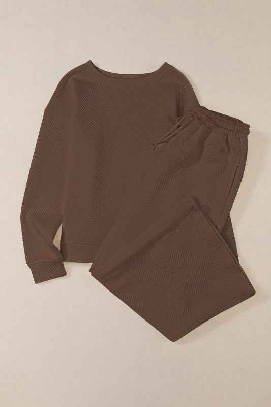 Textured Top and Pants Set eb287f71-f6d1-4f2f-858e-374a0b00979e