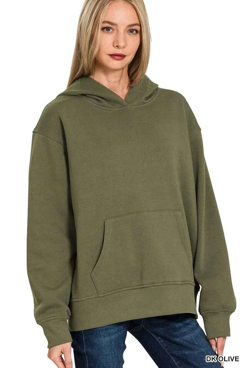 Zenana Fleece Kangaroo Pocket Hoodie DK OLIVE eb34d6e5df6e45cd8dc9b7cc191f57e2-Max-Origin