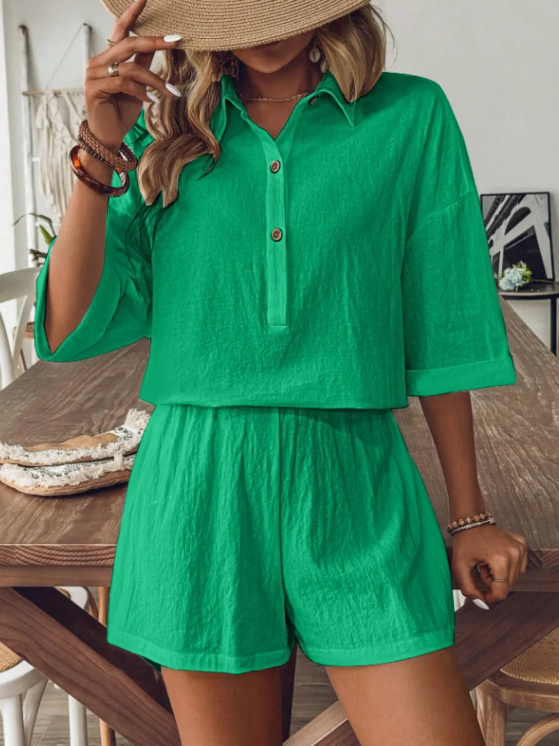 Collared Neck Half Sleeve Top and Shorts Set eb3b8c48-99ab-4a0c-b874-e275e3ea73b4-Max-Origin