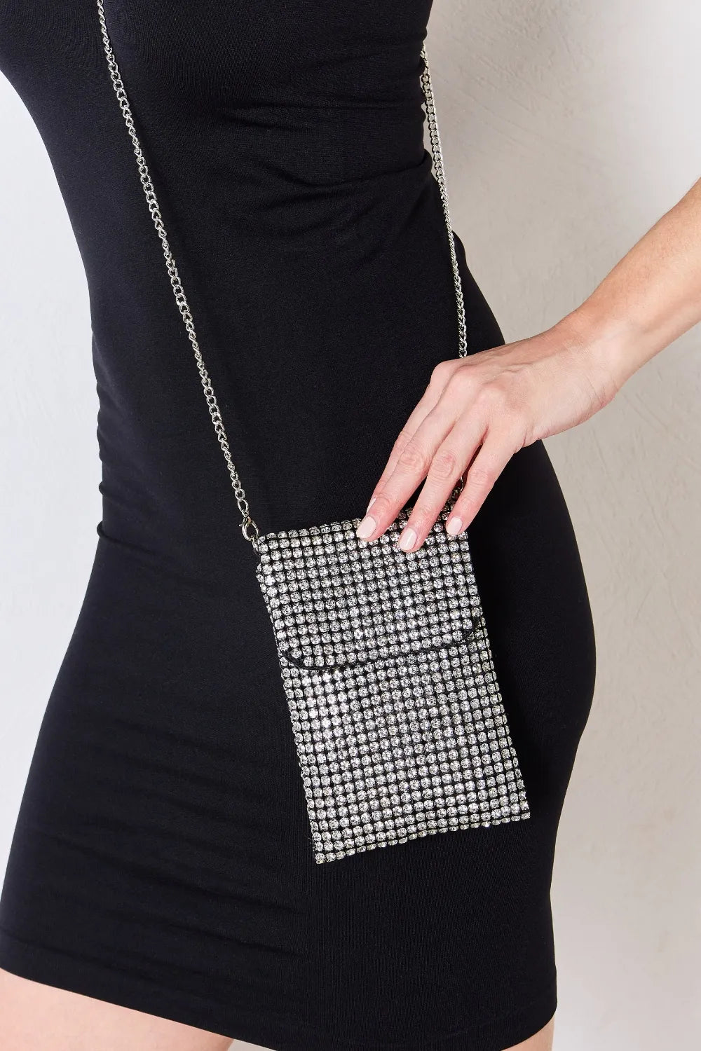 Forever Link Rhinestone Mini Crossbody Bag SILVER One Size eb4941c5-6838-4577-b7fc-99a19ed804de-Max