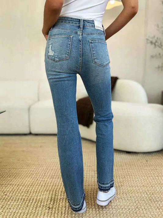 Full Size Mid Rise Destroyed Hem Distressed Jeans eb4a2405-0c85-4736-a2fb-0101e4c1424d-Max