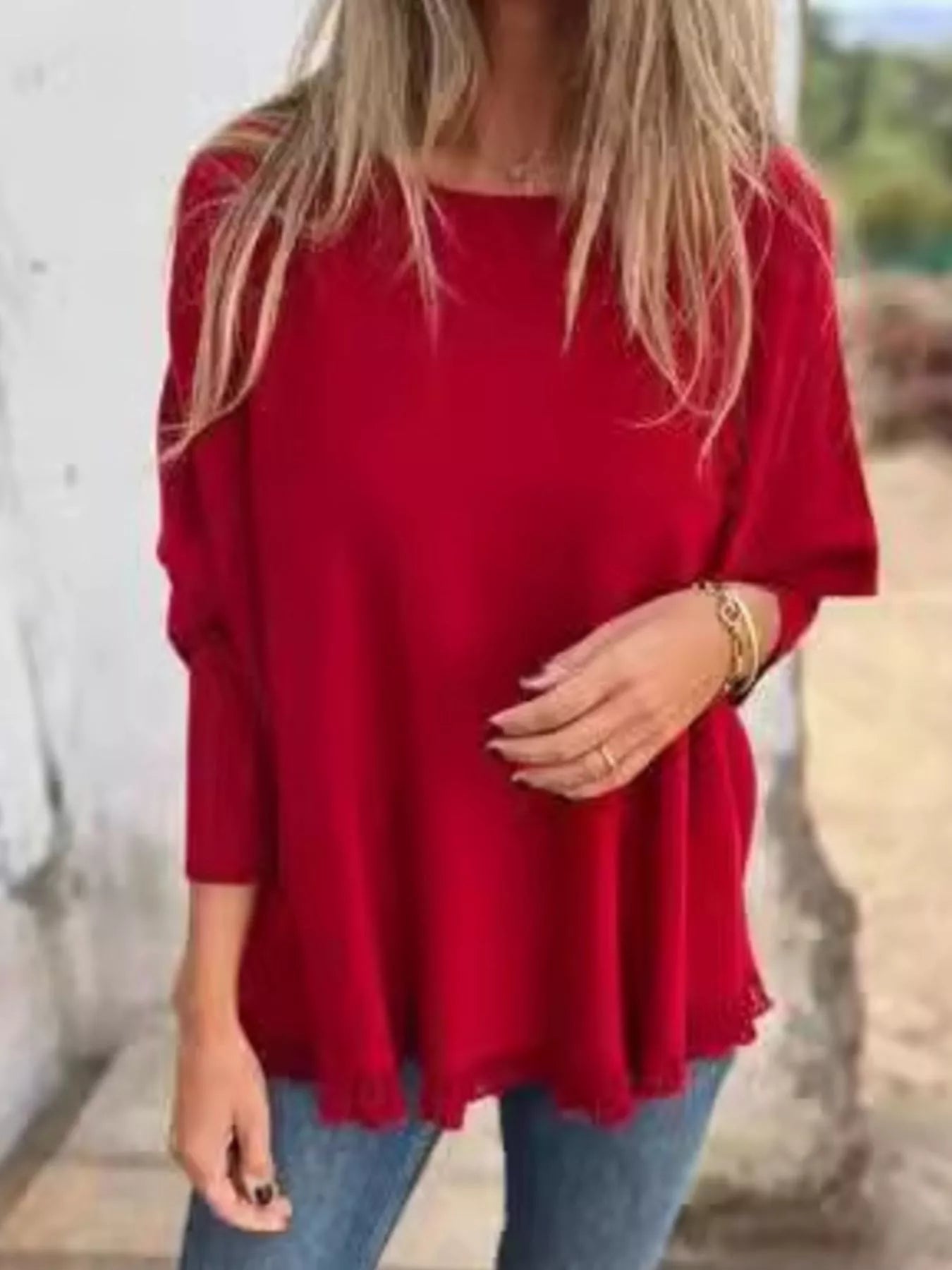 Full Size Round Neck Long Sleeve Knit Top with Lace Trim Plus Size Red eb57e029-864c-4850-aeed-8d3aed01a341-Max-Origin