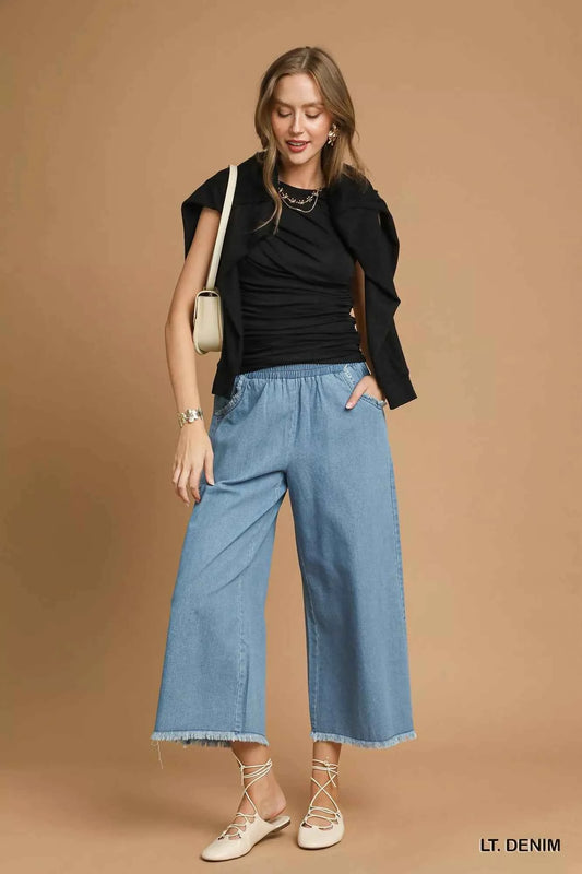 Washed Fringe Hem Wide Leg Jeans eb67f2cc-b927-449d-84a4-86846f4162d3-Max-Origin