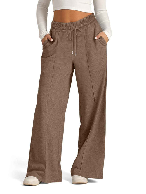 Wide Leg Drawstring Pants Mocha eb82536048f540288714184276304559-Max