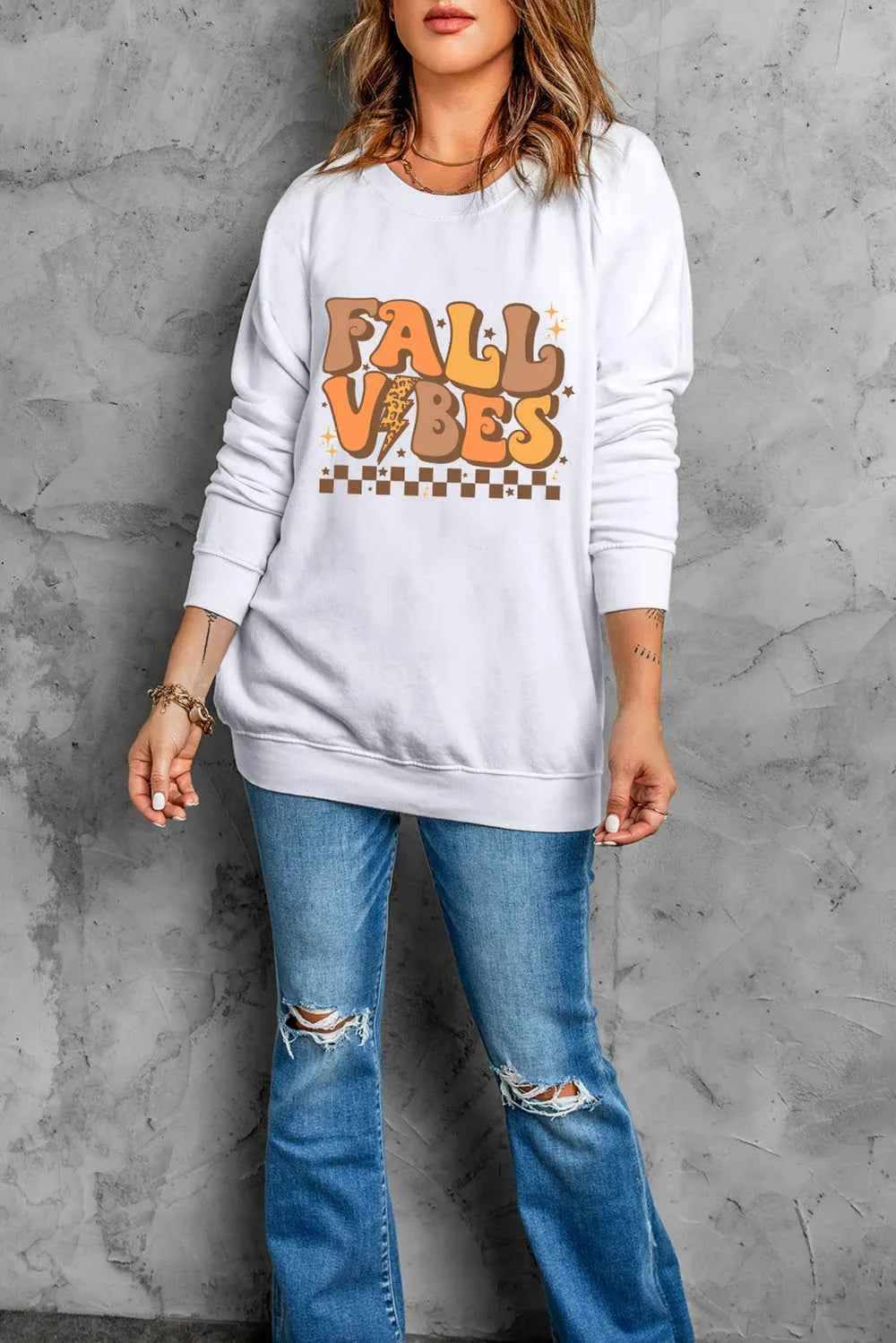 Letter Graphic Round Neck Long Sleeve Sweatshirt eb84bb75-d9a6-4b38-b0b1-635369395008-Max