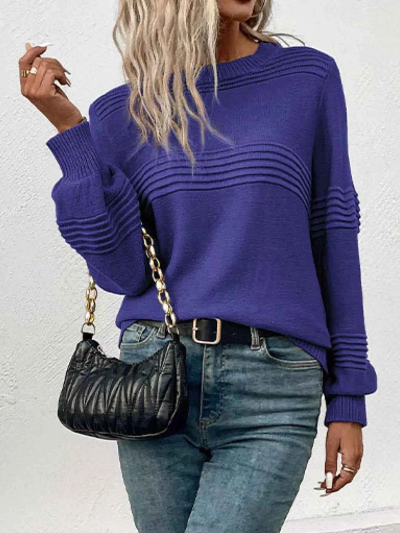 Round Neck Long Sleeve Sweater eb9d2132-09ef-4bb4-be79-bdb86de2aa96-Max-Origin