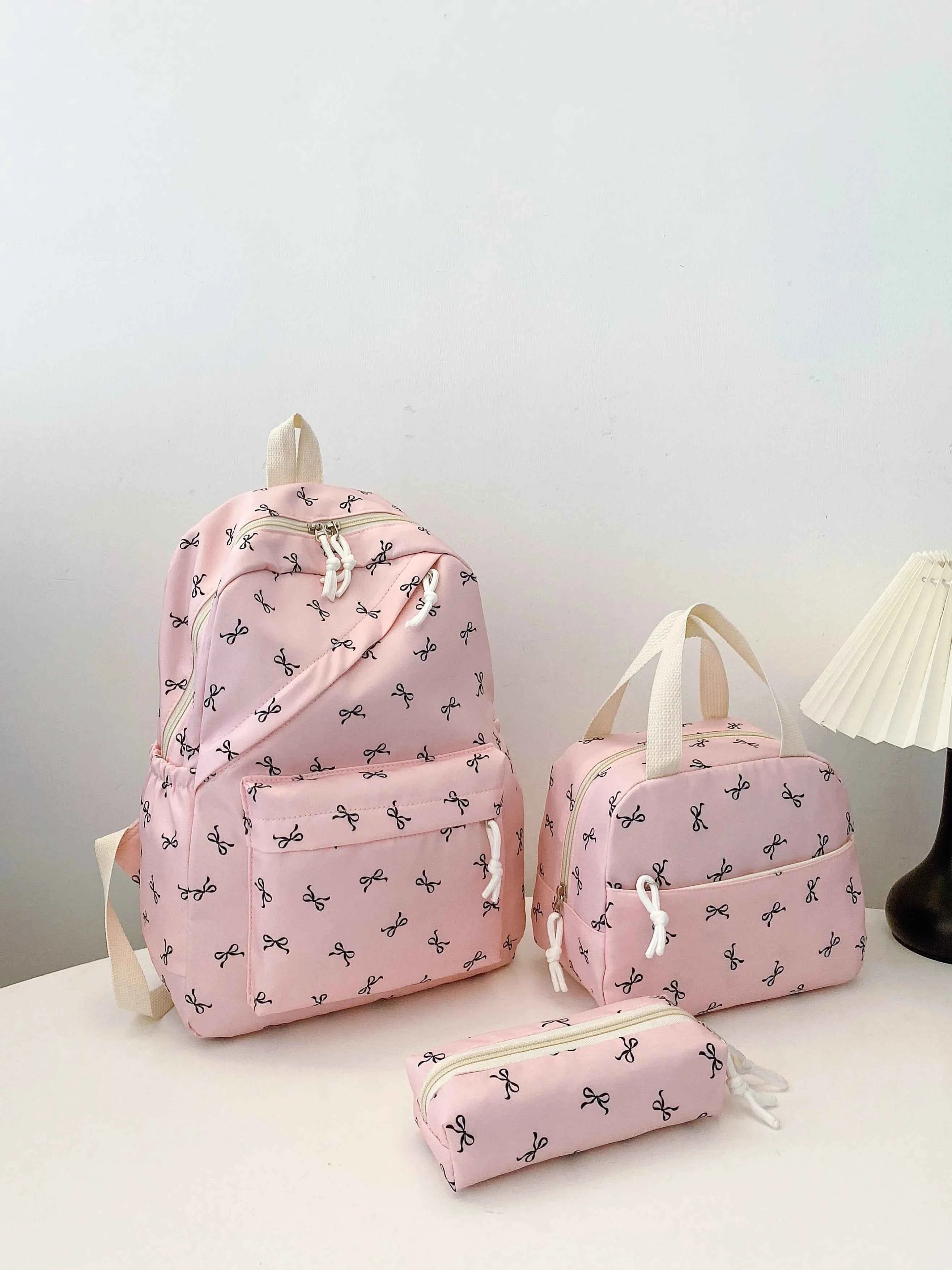 Bow Print 3-Piece Bag Set Pink onesize ebafbde2d8c94ebd984e3824ac0f42eb-Max-Origin