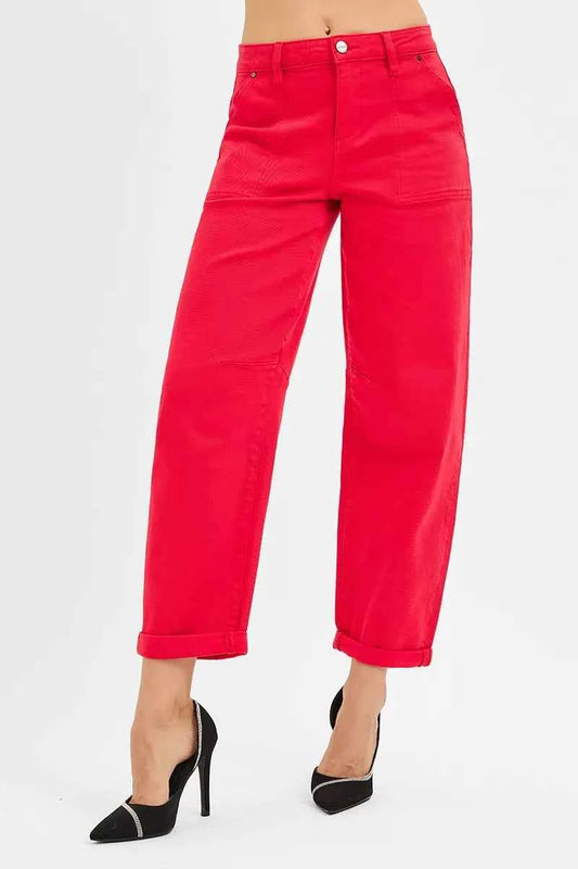 High Rise Ankle Cuffed Barrel Pants SCARLET ebcd77cb-58c4-41b3-be01-979f75fa60e3-Max-Origin