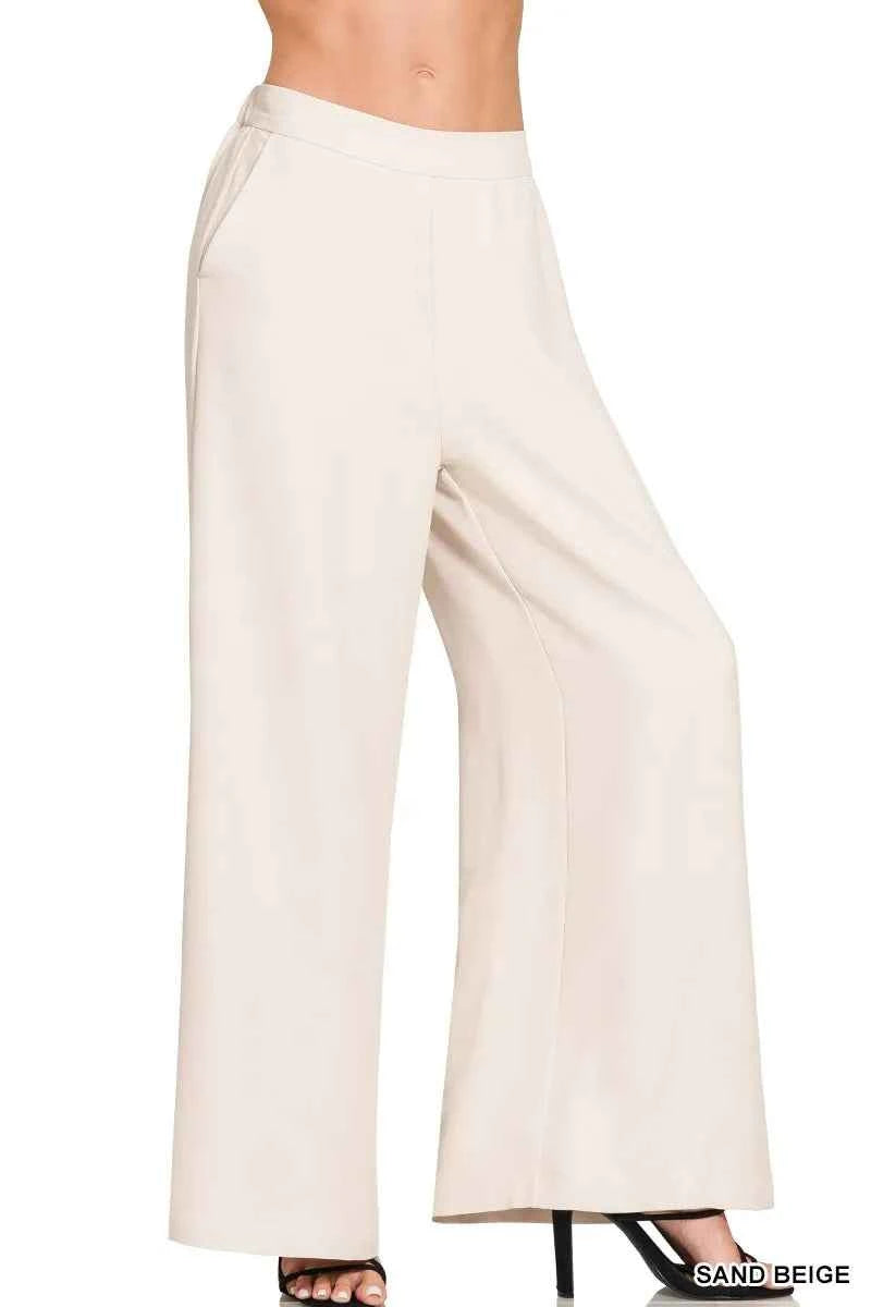 Zenana Relaxed Fit Elastic Waisted Wide Leg Pants SAND BEIGE ebeec6f1a38e4aa3b466c8075585d3ba-Max-Origin