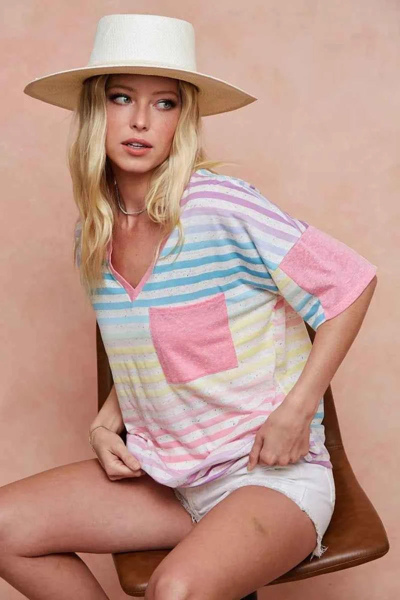 BiBi Rainbow Stripe Printed Triblend Knit Top ebf13a1970fc4c10a8865dac678de0e3-Max-Origin