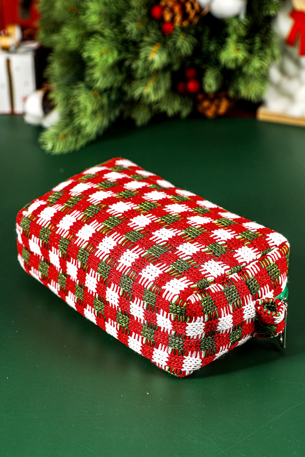 Racing Red Christmas Crochet Zipper Makeup Bag ebf43353069c8757