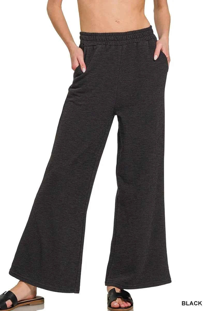 Zenana Cotton Slub Wide Leg Pants BLACK ebf922377e5446bc8b00351e6cbe8eb6-Max-Origin