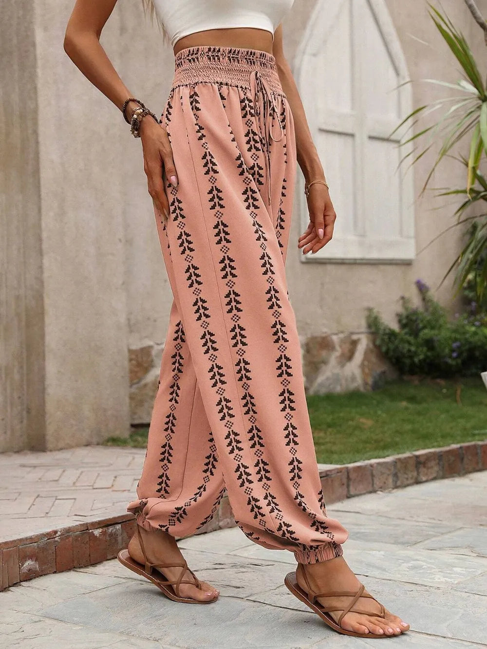 Tied Printed High Waist Pants ec00708f-1ec8-4a46-9354-fe95e3acd411-Max