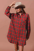 SO ME Christmas Checker Plaid Button Up Shirt Dress RED MULTI ec06601a02af40f6a3ec3e226afaade6-Max-Origin