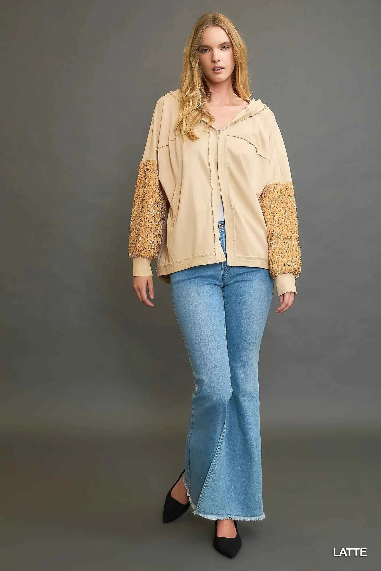Umgee Sequined French Terry Jacket ec0ec1df-1501-4dd9-903a-3769f82b3493-Max-Origin