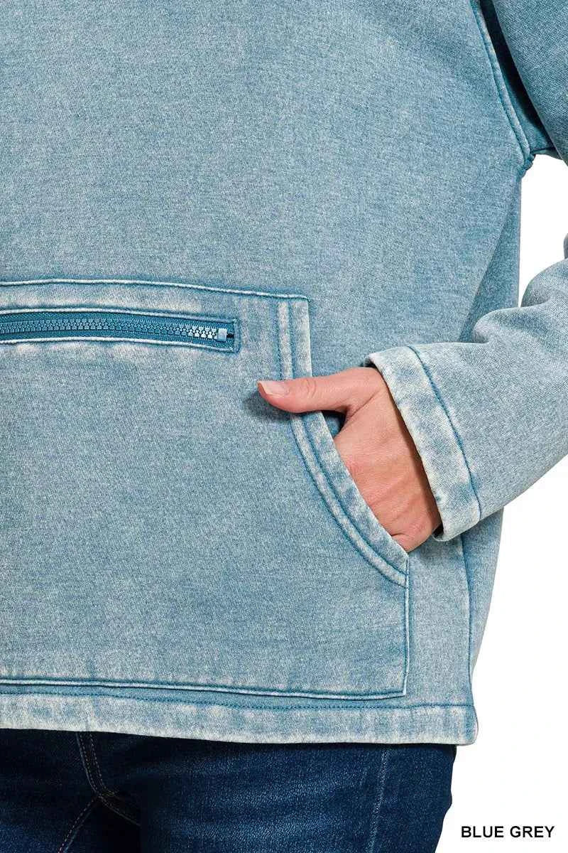 Zenana Fleece Washed High Neck Kangaroo Pocket Sweatshirt ec14809d4d3f4497aa21b613ff393bfb-Max-Origin