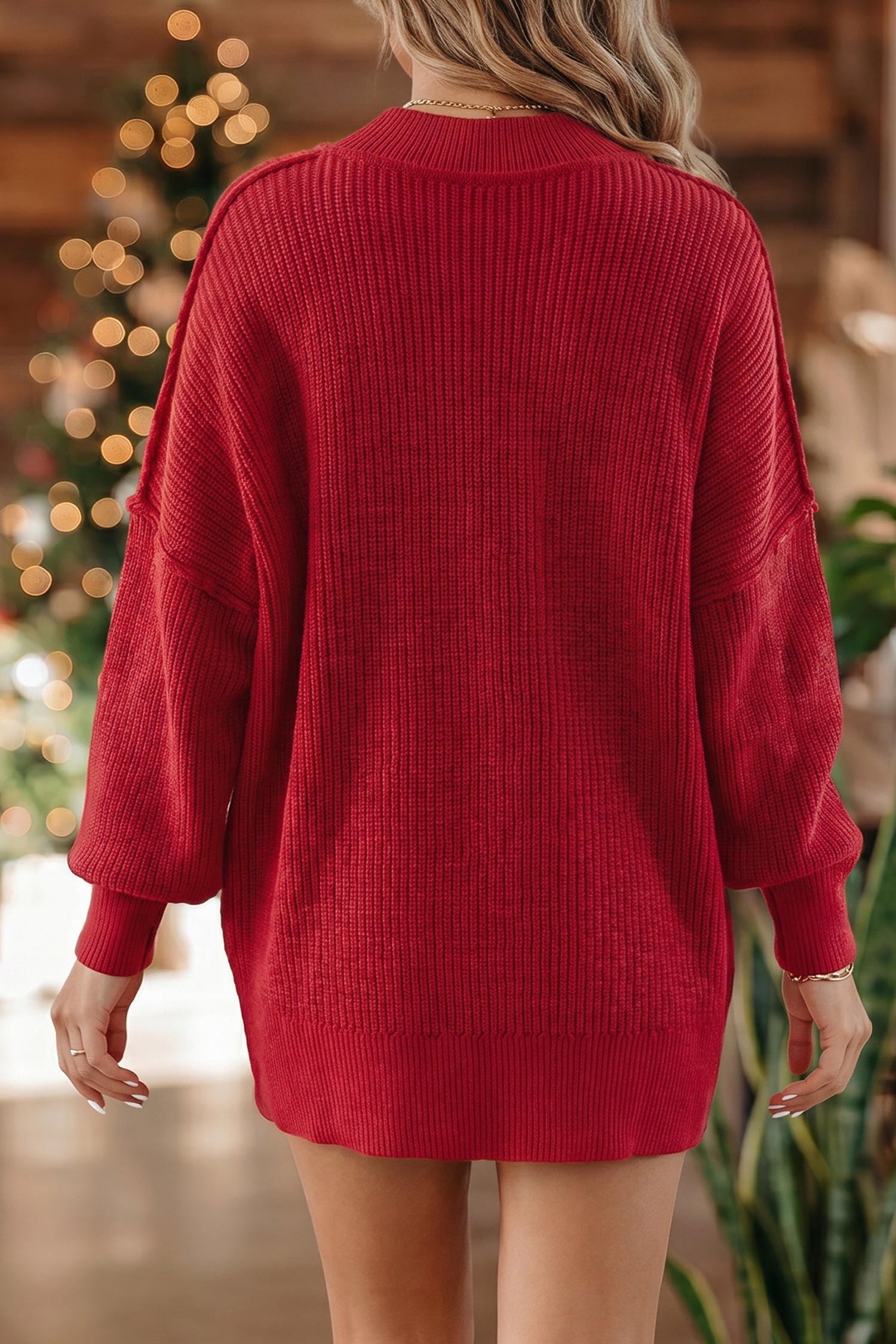 Chestnut Long Sleeve Ribbed Knit Stand Neck Regular Fit Sweater ec1cc665a23aa6f4
