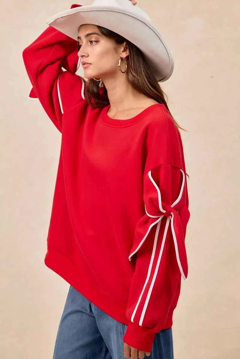 BiBi Bow Detail Sleeves Fleece Sweatshirt ec2d41f0-8908-4de3-8bc1-93cf8fef76ab-Max-Origin