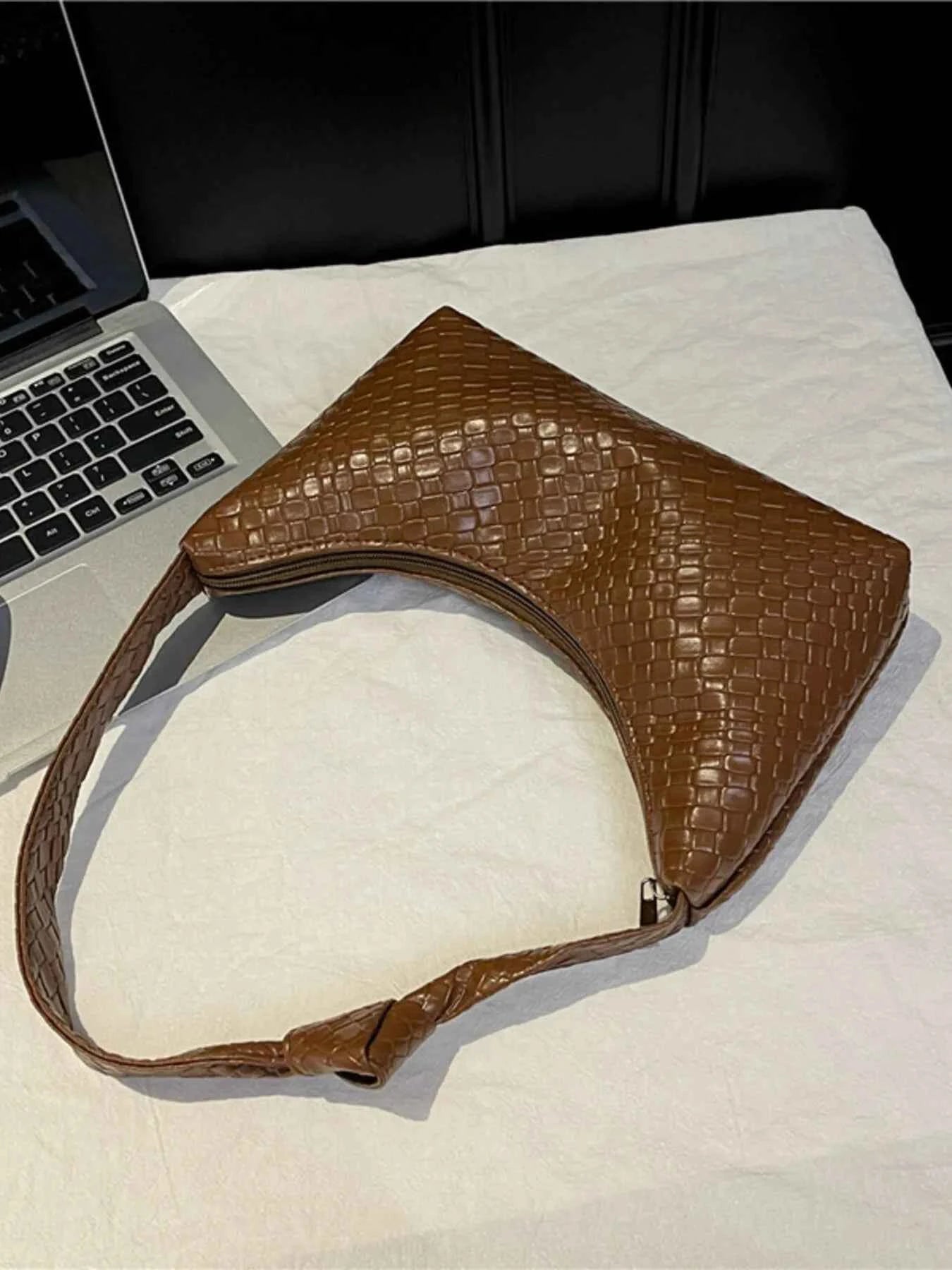 PU Leather Shoulder Bag Brown One Size ec399f8307b9428bb1745cec278e3a8a-Max-Origin