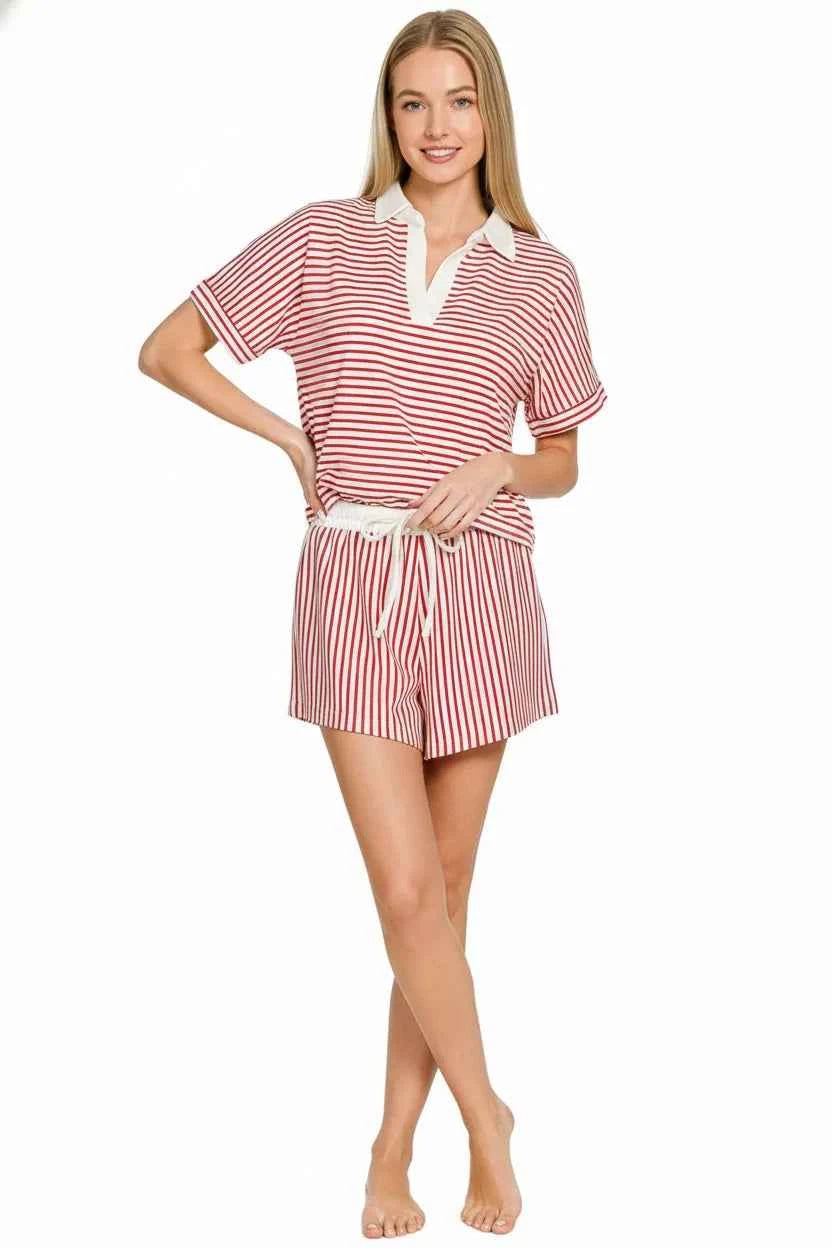 Zenana Striped Collared Top & Shorts Set ec3b4f00-4806-42f3-98eb-6759f8f6ae7c-Max-Origin