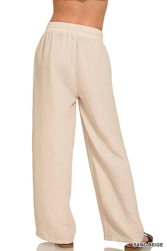 Woven Crepe Elastic Band Pants ec4004ba6ef14e5fbd63b3cdf8f8a2d6-Max-Origin