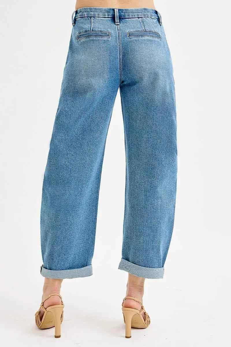 RISEN Full Size Mid Rise Fit Barrel Roll Up Jeans Plus Size ec66cb85e05c447da66c6d26b4d946ba-Max-Origin