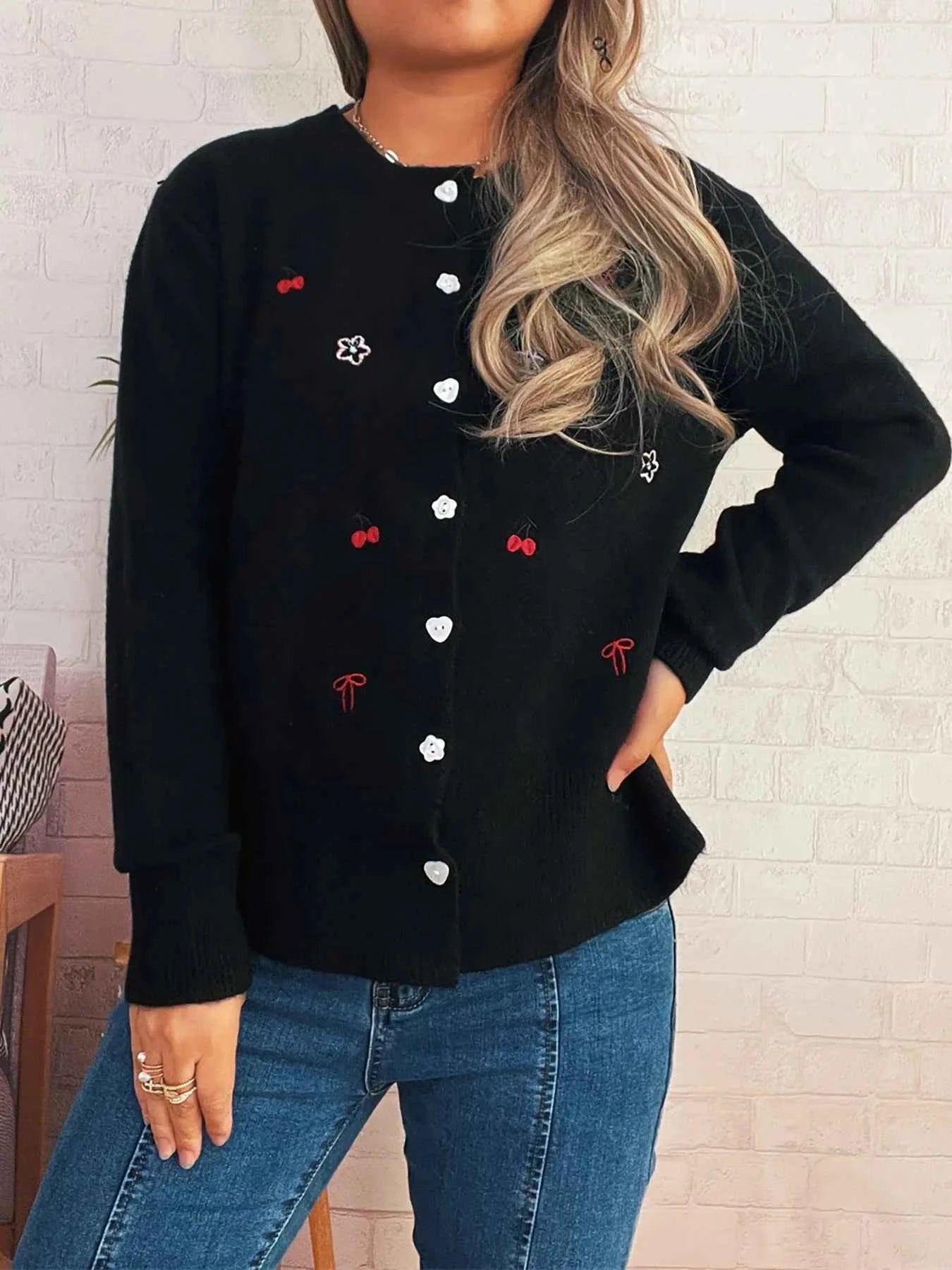 Ribbed Button-Front Knit Cardigan