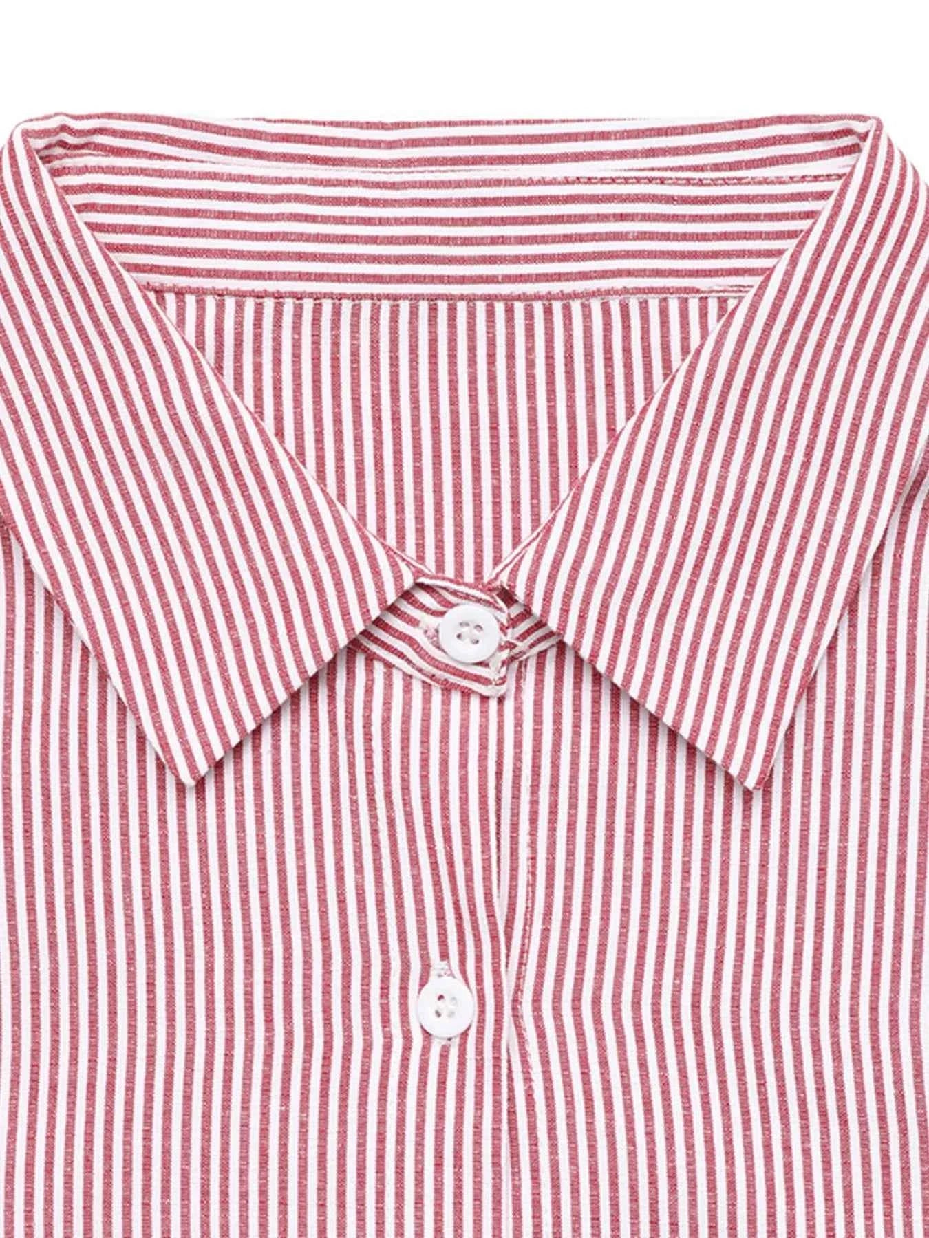 Striped Balloon Sleeve Button-Up Shirt ec6a1fda76224212a5fc759fbbdd3675-Max-Origin
