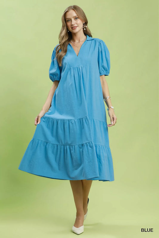 Solid Tiered Midi Dress ec6e9add-61c6-4c4b-ba08-3114b5d42527-Max-Origin