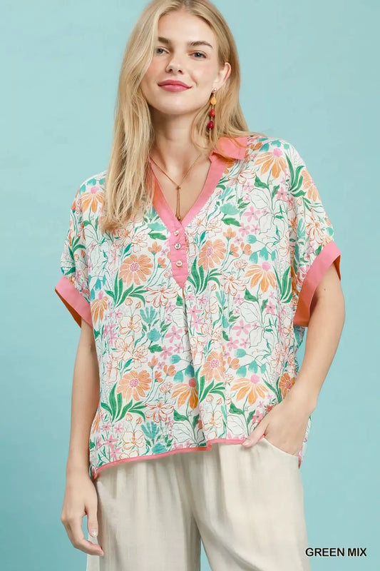 Floral Print Oversized Top GREEN MIX ec7304a0-1a3c-4d4c-8c25-f4ec4324ddae-Max-Origin