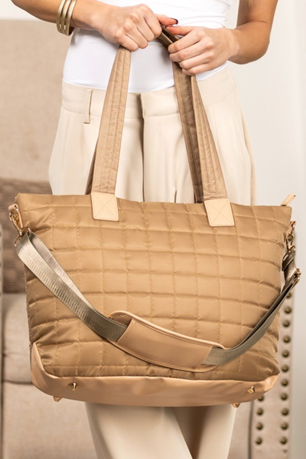 Black Quilted Patchwork Large Tote Bag and Clutch 2pcs Set ec7c0f009c946295