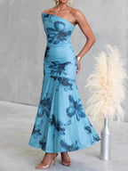 Floral Print One-Shoulder Ruched Maxi Dress ec921c77-3616-4bfd-9a34-7e46601b4e03-Max