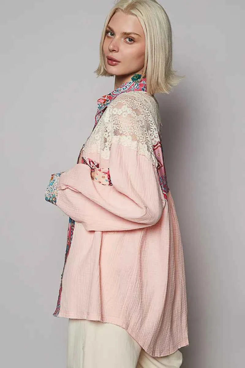 POL Lace Patchwork Floral Trim Long Sleeve Shirt ec951de8-7567-4ec2-976b-7e05888c801e-Max-Origin