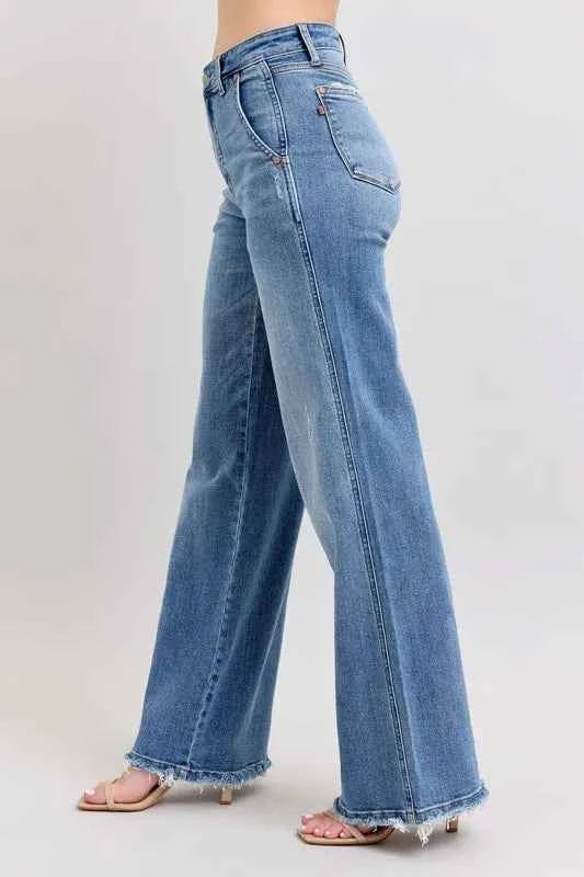 Judy Blue Full Size Raw Hem Wide Leg Jeans Plus Size ec95b705b4d5440b84f04421fbf5b4c9-Max-Origin