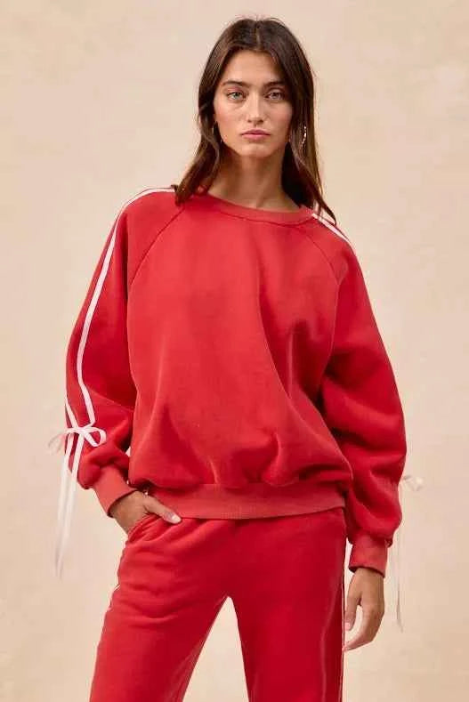 BiBi Side Lined Bow Details Fleece Sweatshirt eca130193abc441fb42e0d84cf11df08-Max-Origin