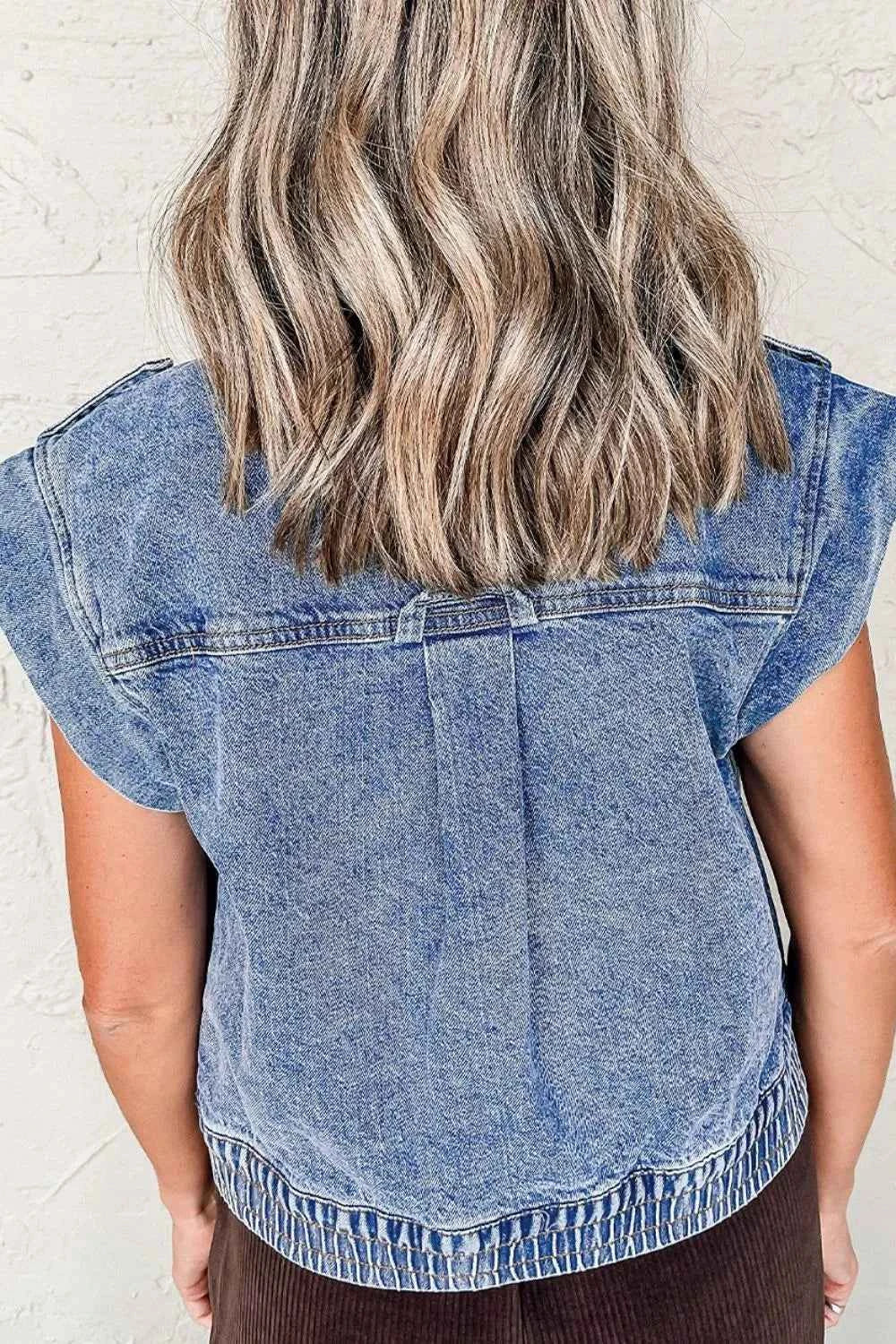 Button Up Cap Sleeve Denim Jacket eca1bcf2-32ba-4e88-9972-33c9b8ea762d-Max-Origin