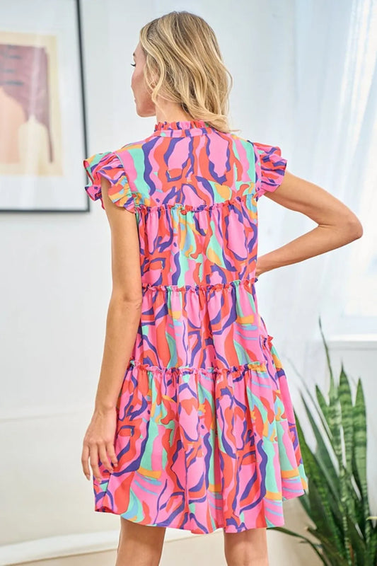 Full Size Printed Ruffle Cap Sleeve Tiered Dress ecac0b69-b177-420a-a8e5-641f5e9fca68-Max