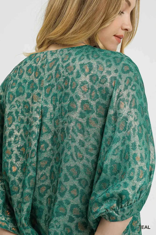 Metallic Leopard Print V-Neck Kimono Dress ecc81c26-dcfc-4978-9df7-9bc4cb83c1c3-Max-Origin