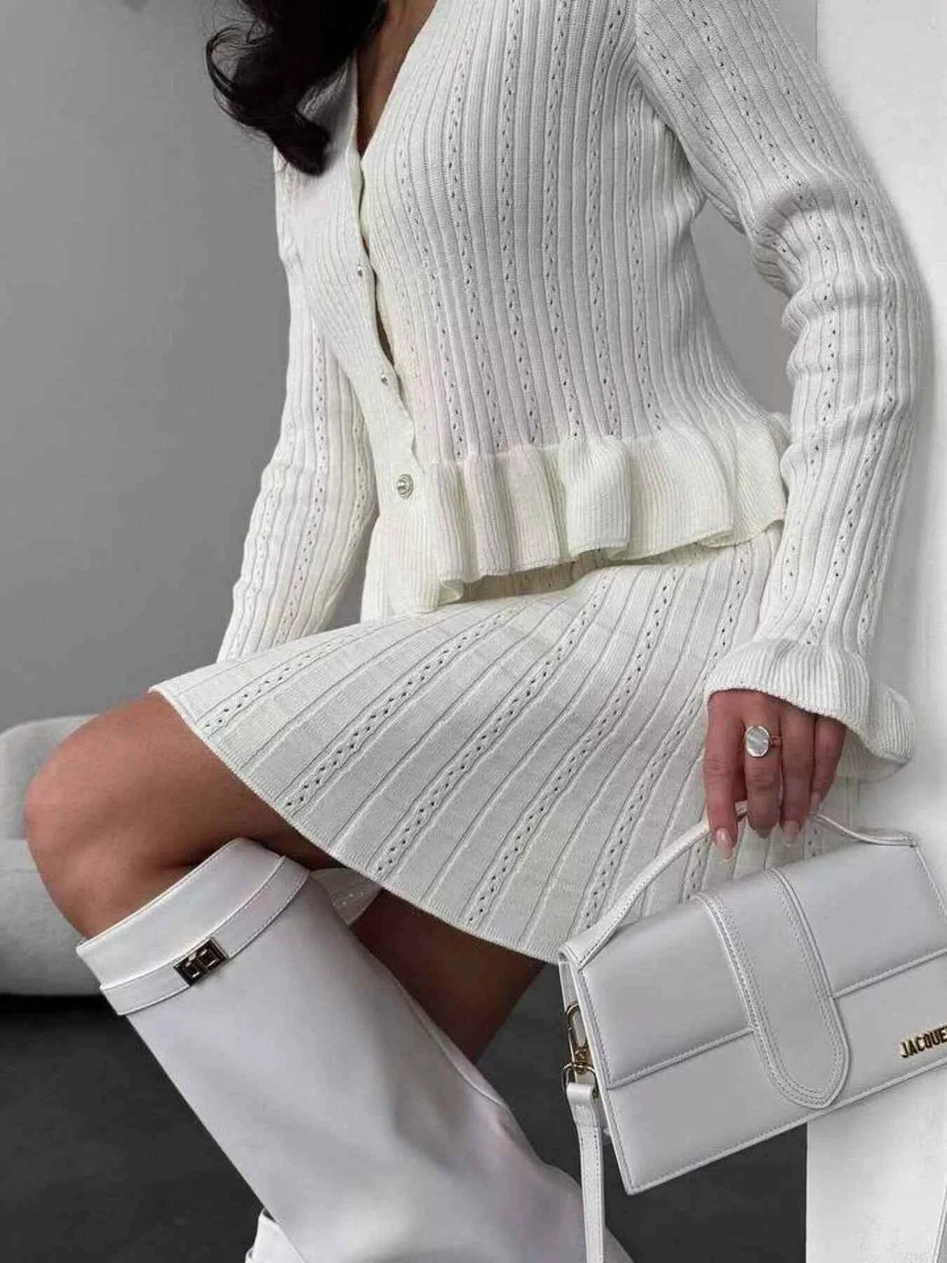 Ruffle Trim Knit Cardigan & Skirt Set ecd39437-a855-4dcd-8398-71190775e103-Max-Origin