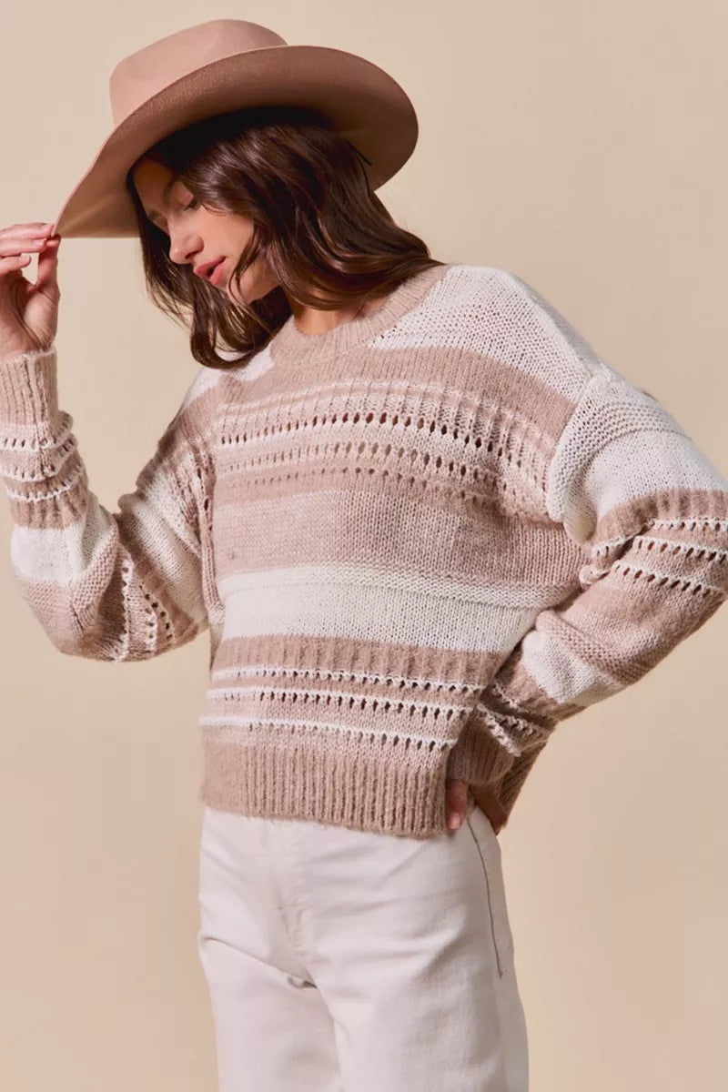SO ME Variegated Stripe Textured Loose Fit Sweater ecd7369dc4164e0797c66f5209ec4ea6-Max-Origin